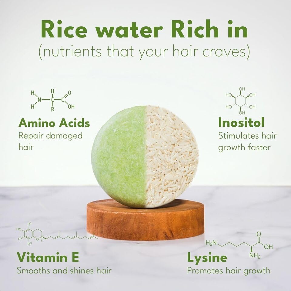 Muun Rice Water Pack contents featuring two shampoos and one conditioner.