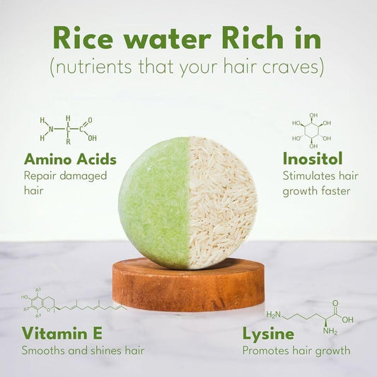 Muun Rice Water Pack contents featuring two shampoos and one conditioner.