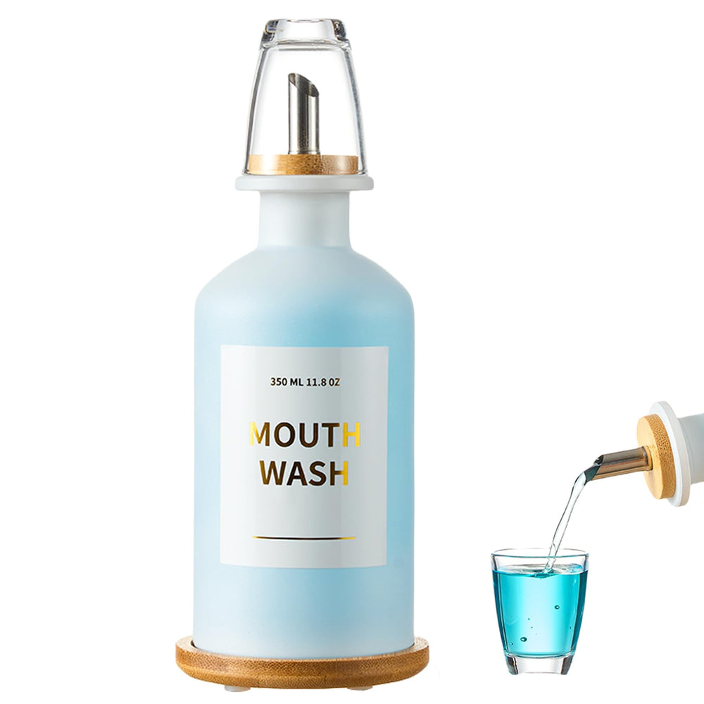 MUVEKA glass mouthwash dispenser with UV-protected white glass