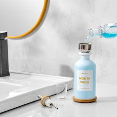 Lead-free and BPA-free mouthwash bottle with minimalist design