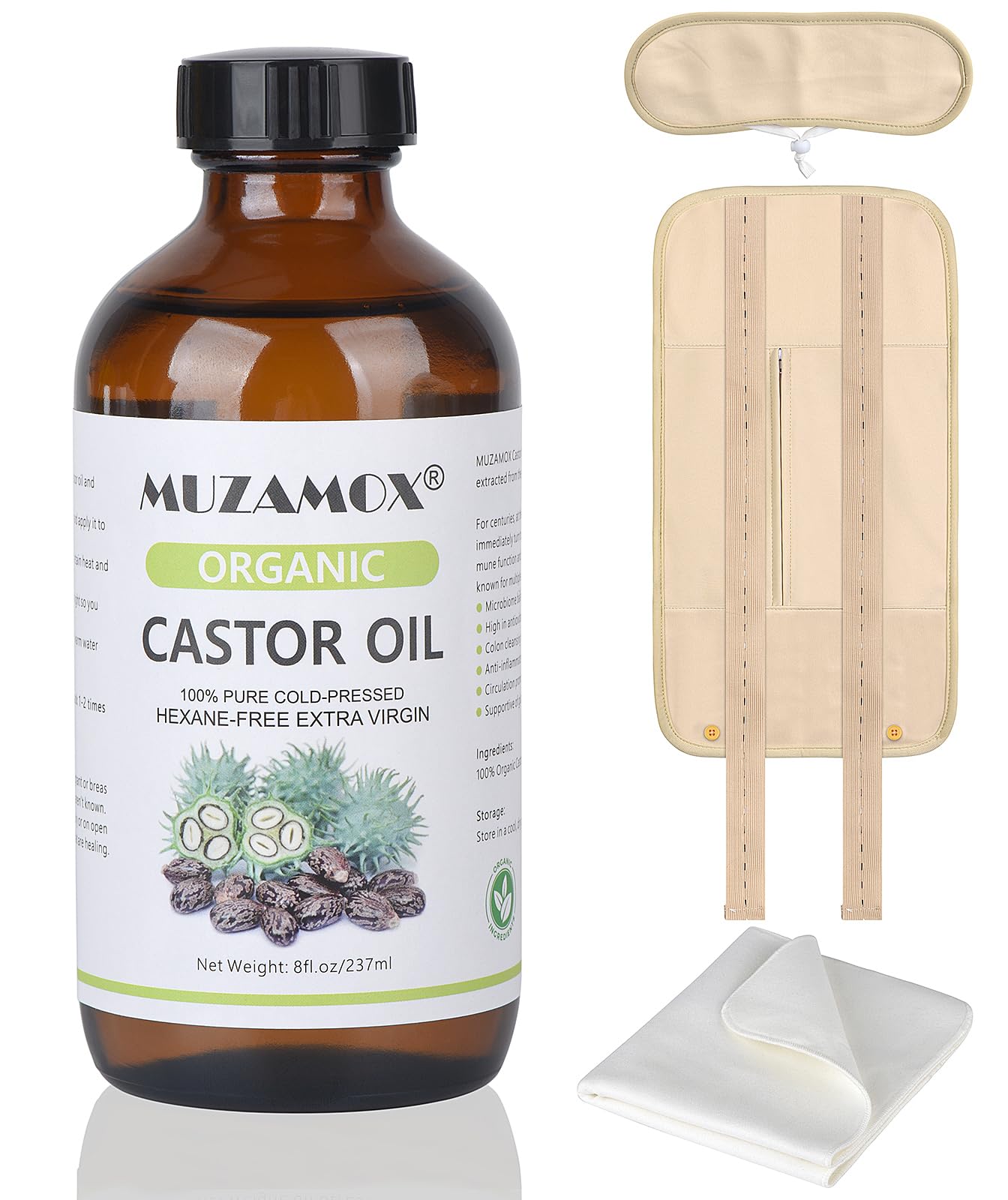 MUZAMOX organic cotton castor oil pack wrap