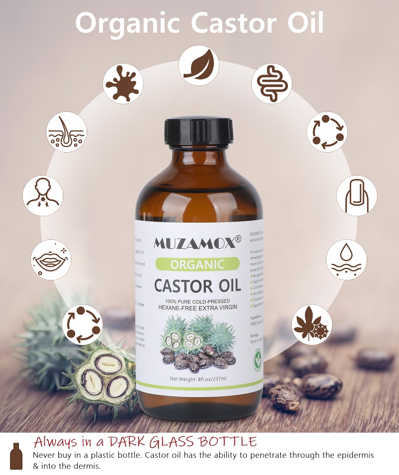 Castor oil pack wrap for waist, MUZAMOX