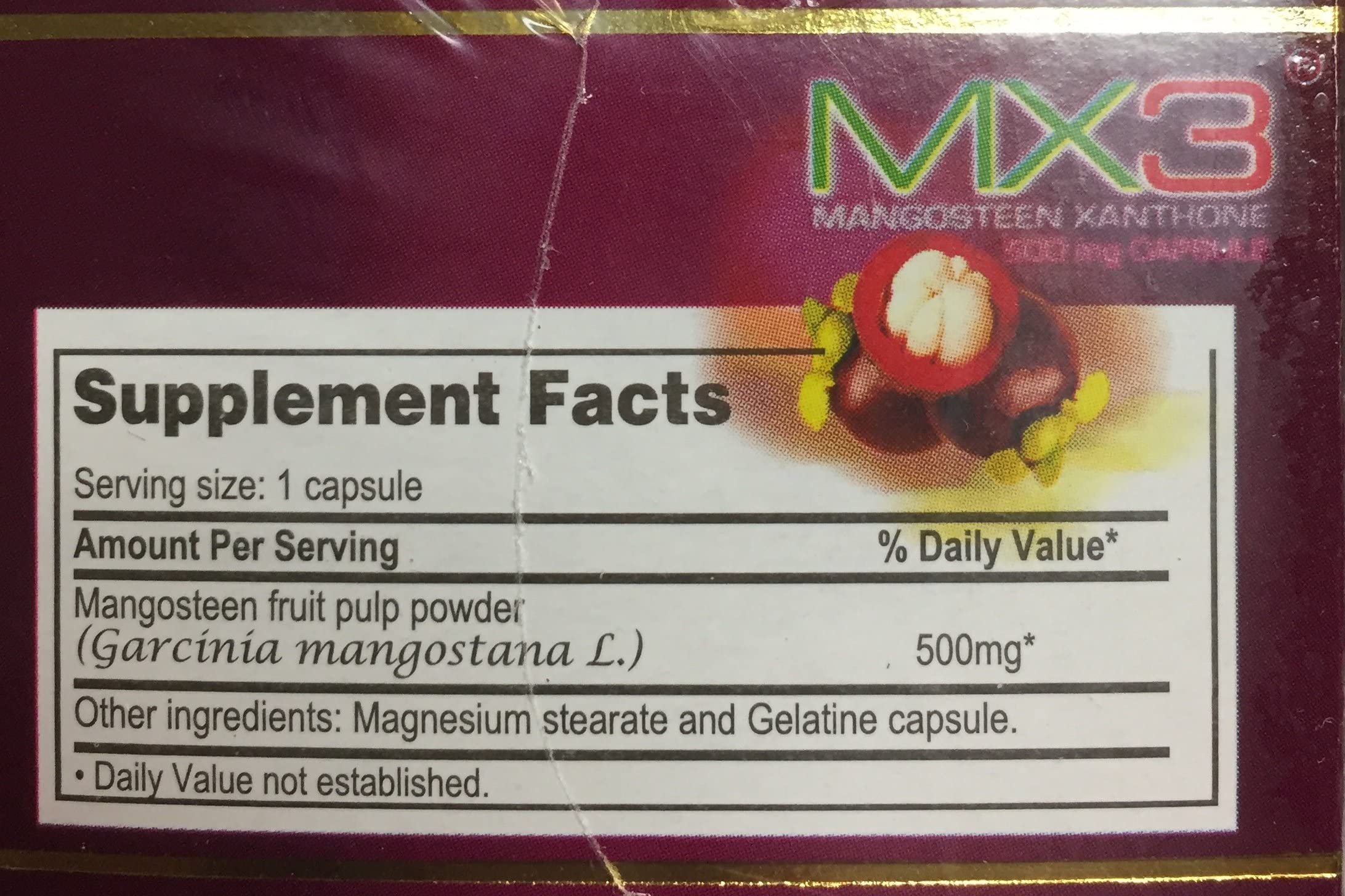 Mangosteen fruit with MX3 branding
