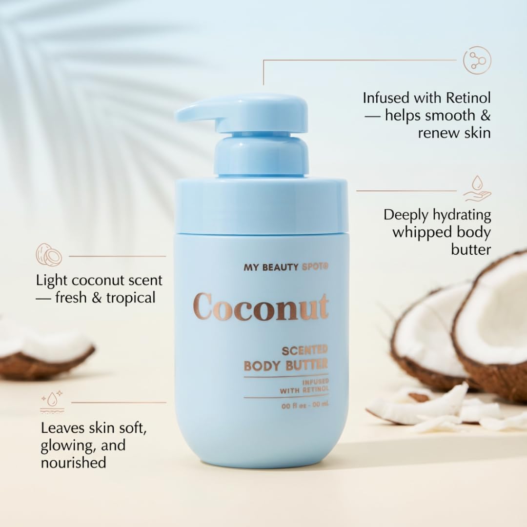 My Beauty Spot coconut fragrance bottle evokes warm tropical scent