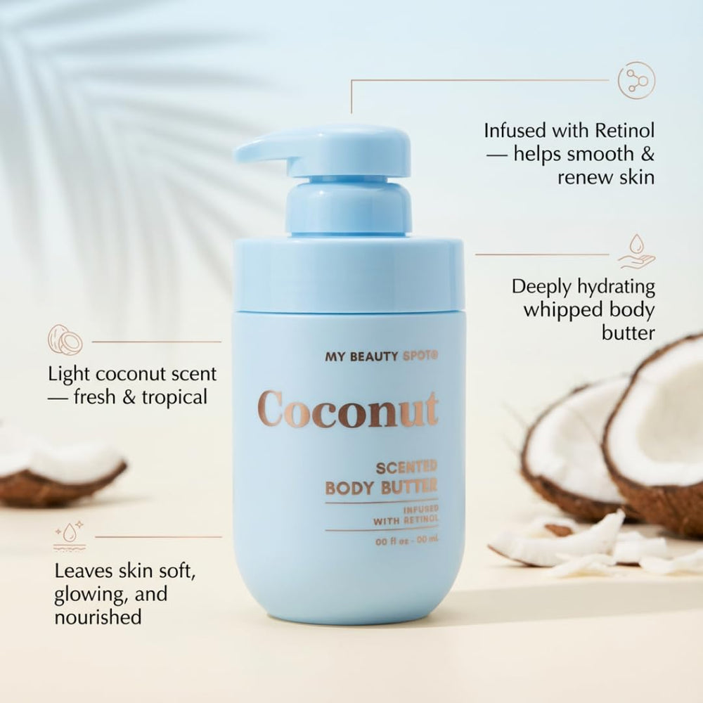 My Beauty Spot coconut fragrance bottle evokes warm tropical scent