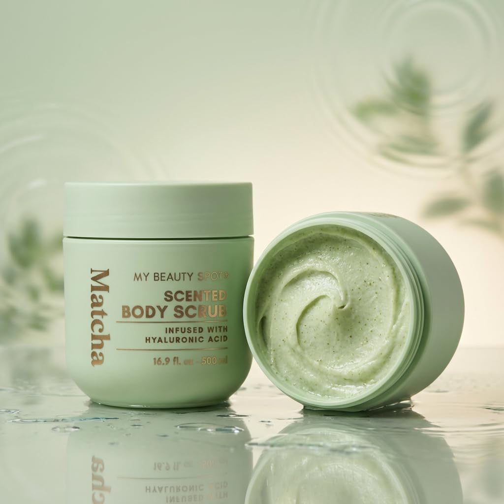 My Beauty Spot hyaluronic acid infused scrub demonstrating moisture boosting exfoliation
