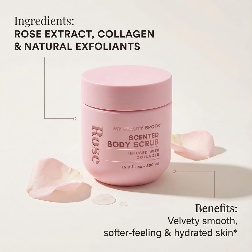 Shower routine shot suggesting an at-home spa experience with rose scent.