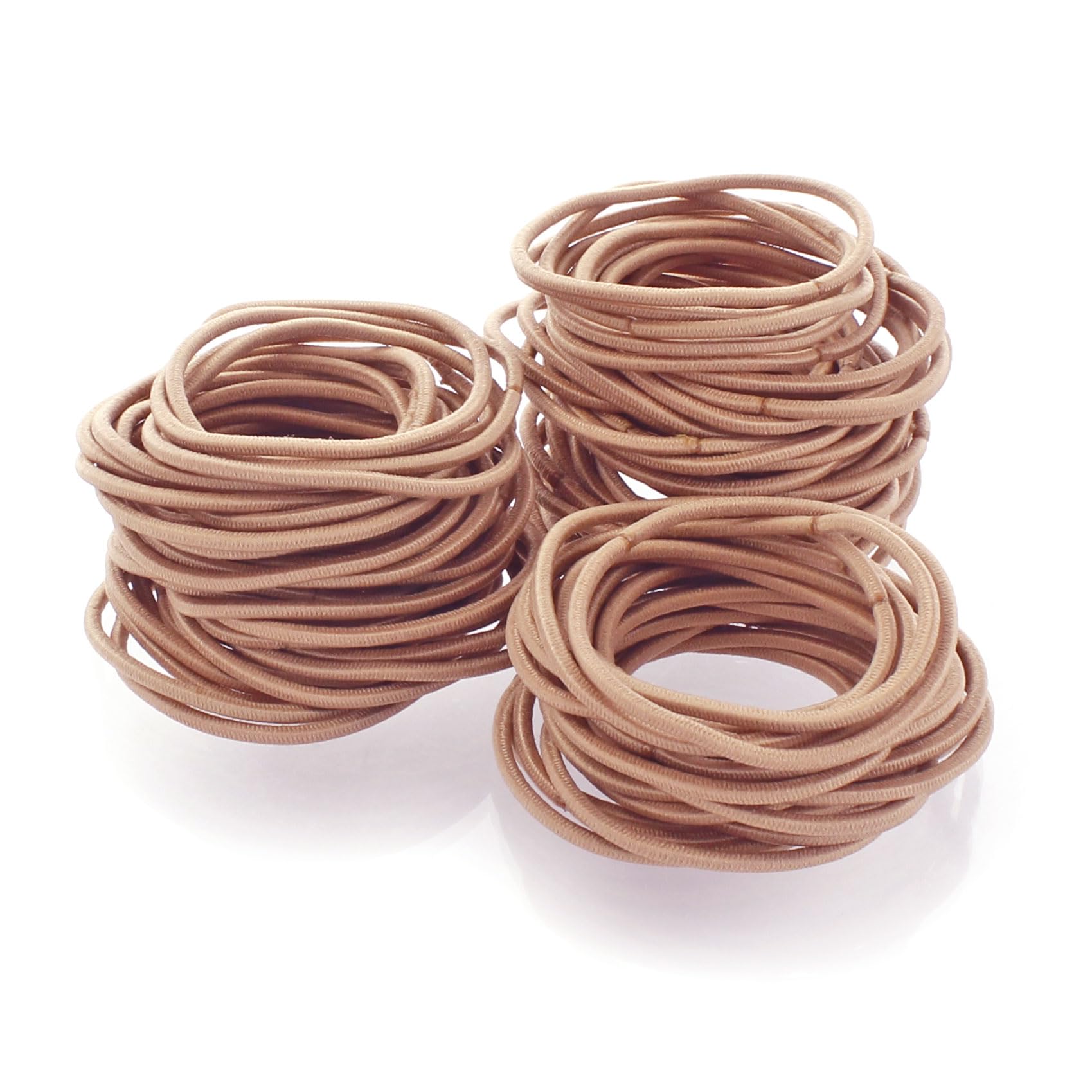 My Lello small natural beige hair elastics ponytail holders provide gentle, snag-free wear.