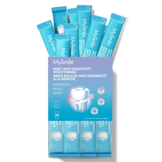 Product shot: MySmile Mouthwash travel size packets