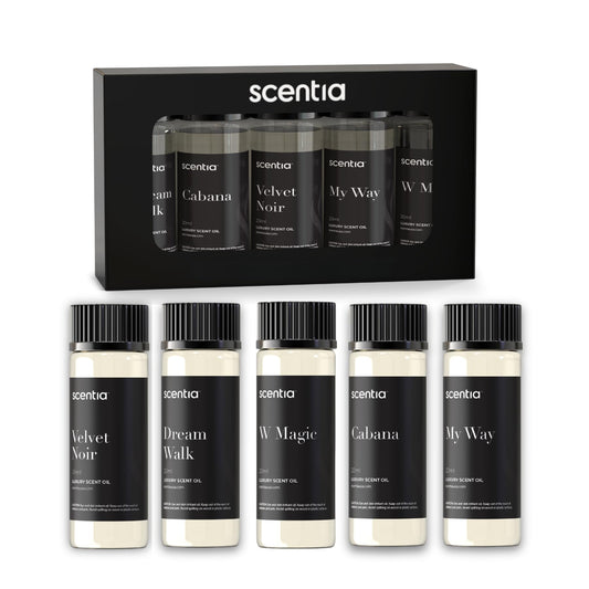 My Way fragrance bottle from the 5x20ml gift set showing leather, sandalwood, and cedar notes.