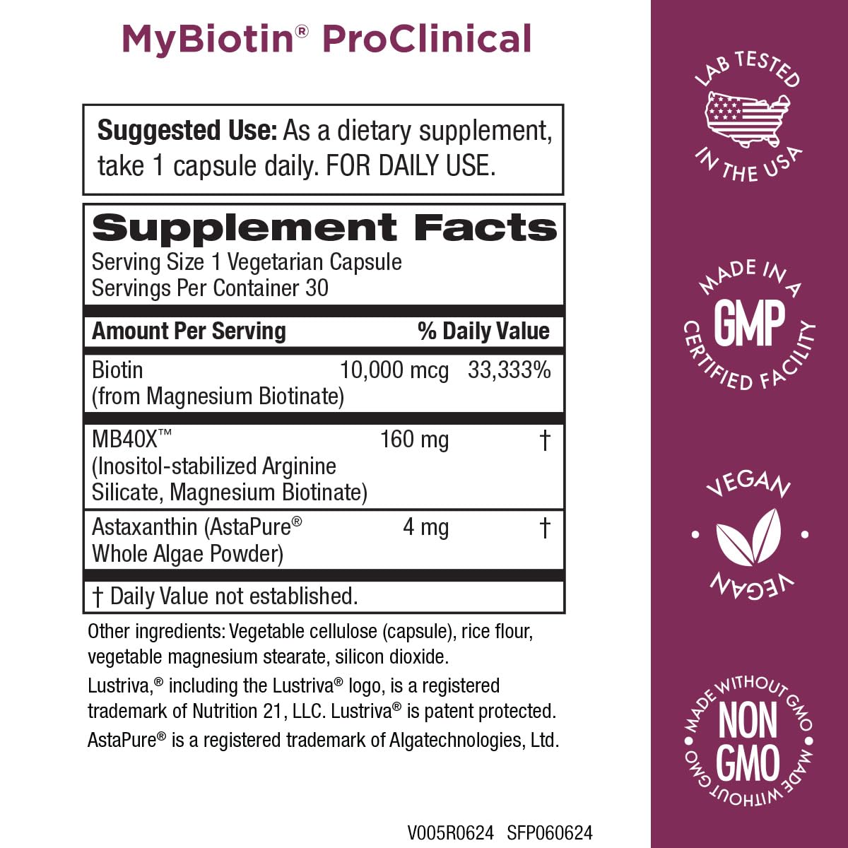 MyBiotin ProClinical bottle and label