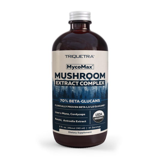 Front view of MycoMax Mushroom Complex bottle