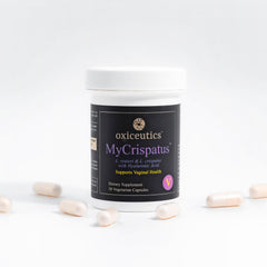 Ingredient overview showing L. crispatus, L. reuteri LRDR, and hyaluronic acid