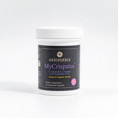 MyCrispatus probiotic oral capsules featuring L. crispatus, L. reuteri LRDR, and hyaluronic acid