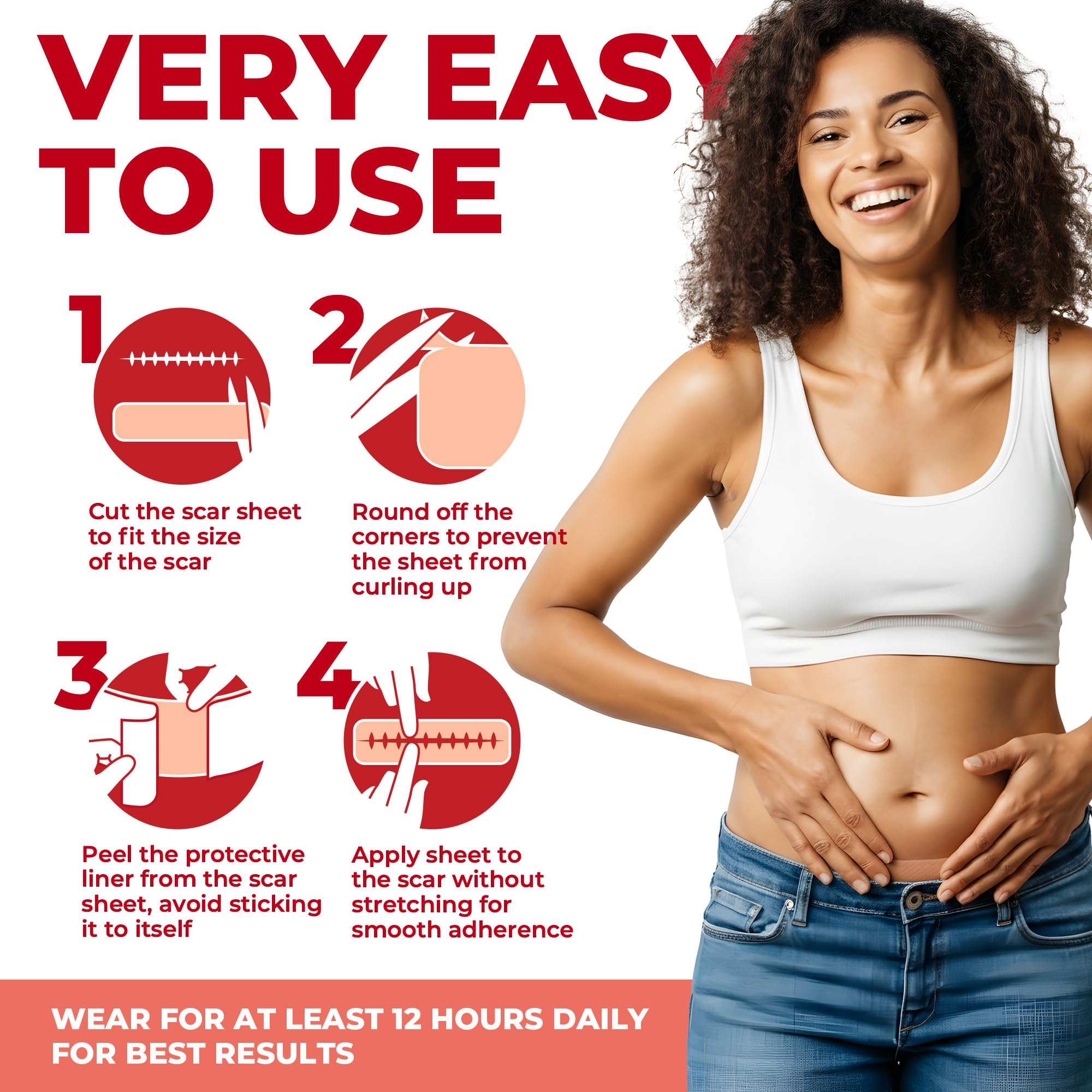 MYHELP breathable scar patches offer comfort under clothing for all-day wear