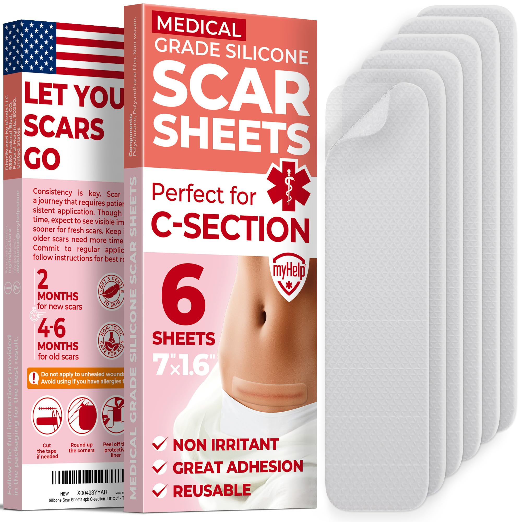 MYHELP silicone scar sheets 7-inch transparent strip for smoother scars