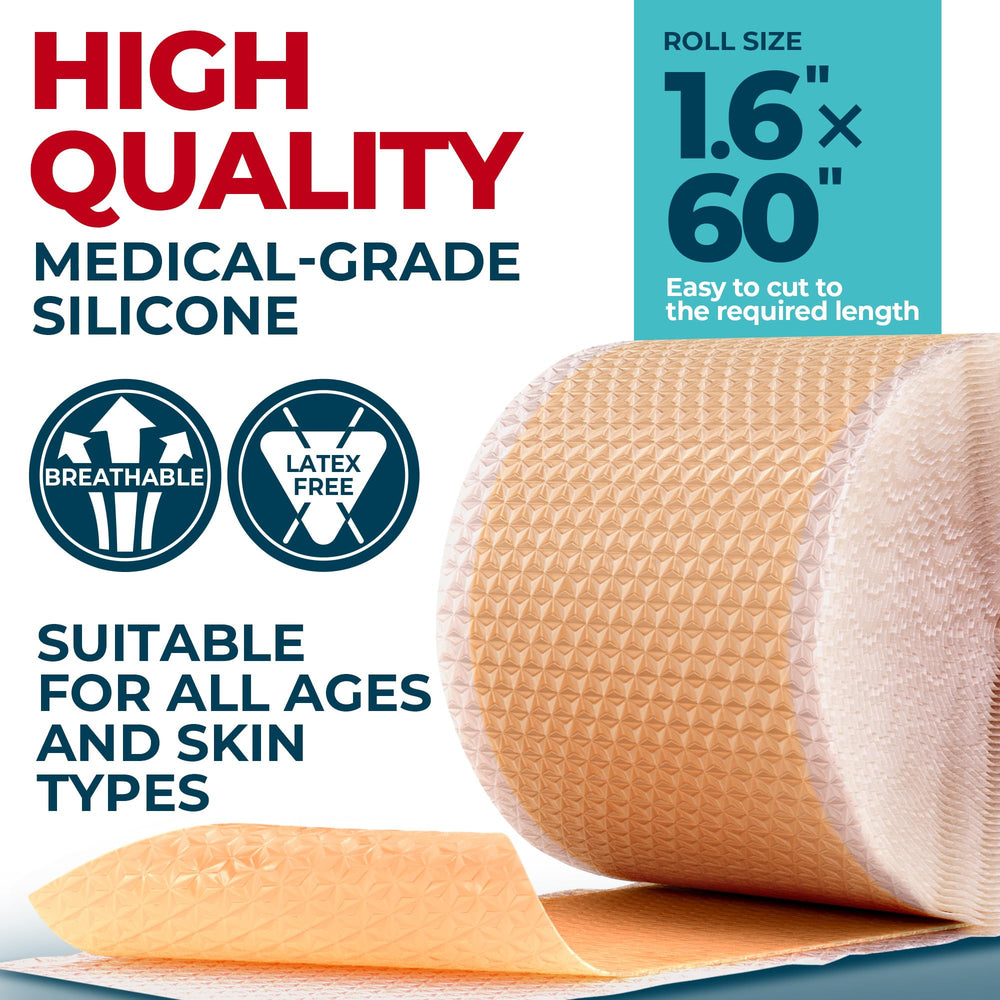 MYHELP scar tape cut-to-size demonstrates customizable fit for uneven areas