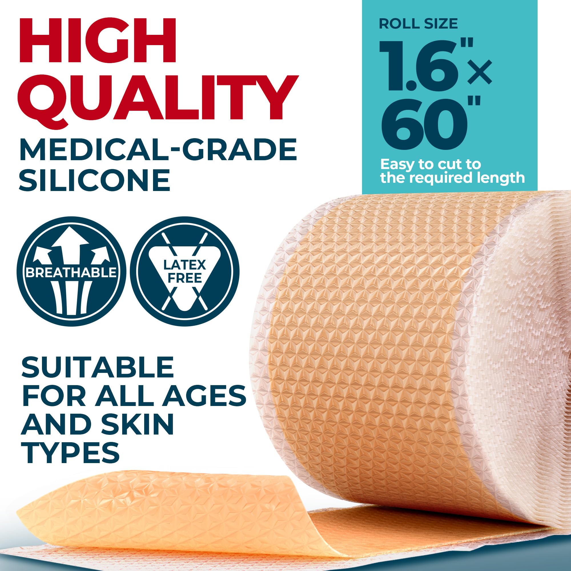 MYHELP scar tape cut-to-size demonstrates customizable fit for uneven areas