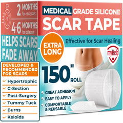 MYHELP silicone scar tape transparent roll ideal coverage for large scars.