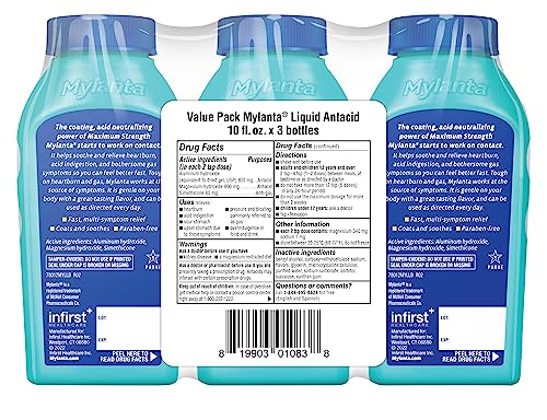 Mylanta 3-pack display highlights value for fast heartburn and gas relief.