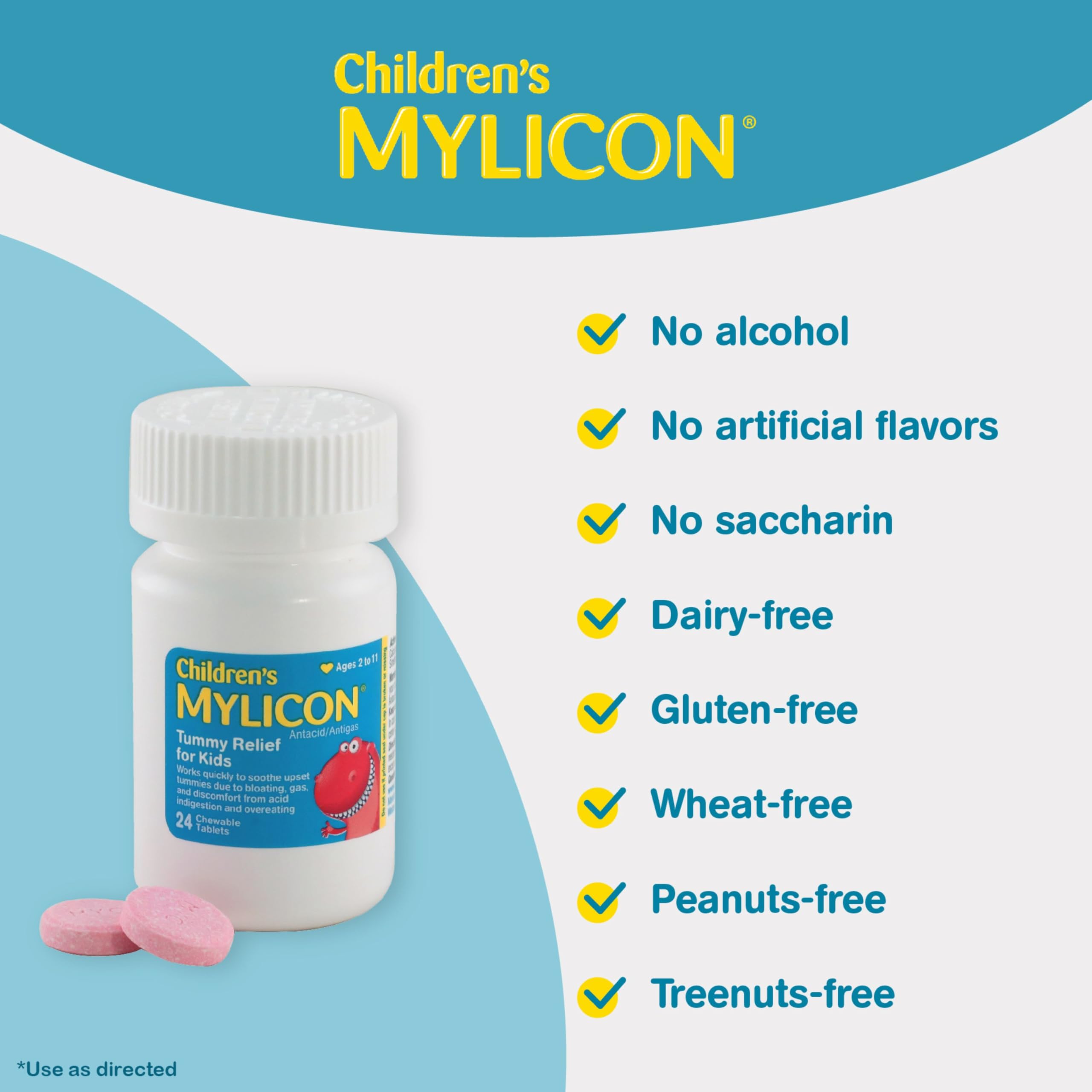 MYLICON chewables are snack-friendly for take-along tummy relief.