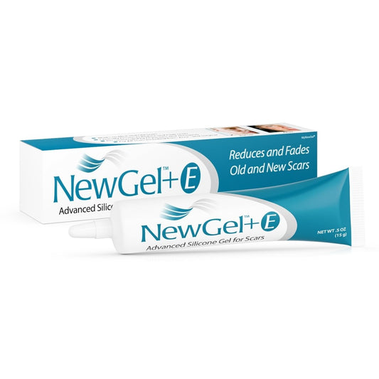 MyNewGel NewGel Plus bottle front, convenient daily scar care in a tube.