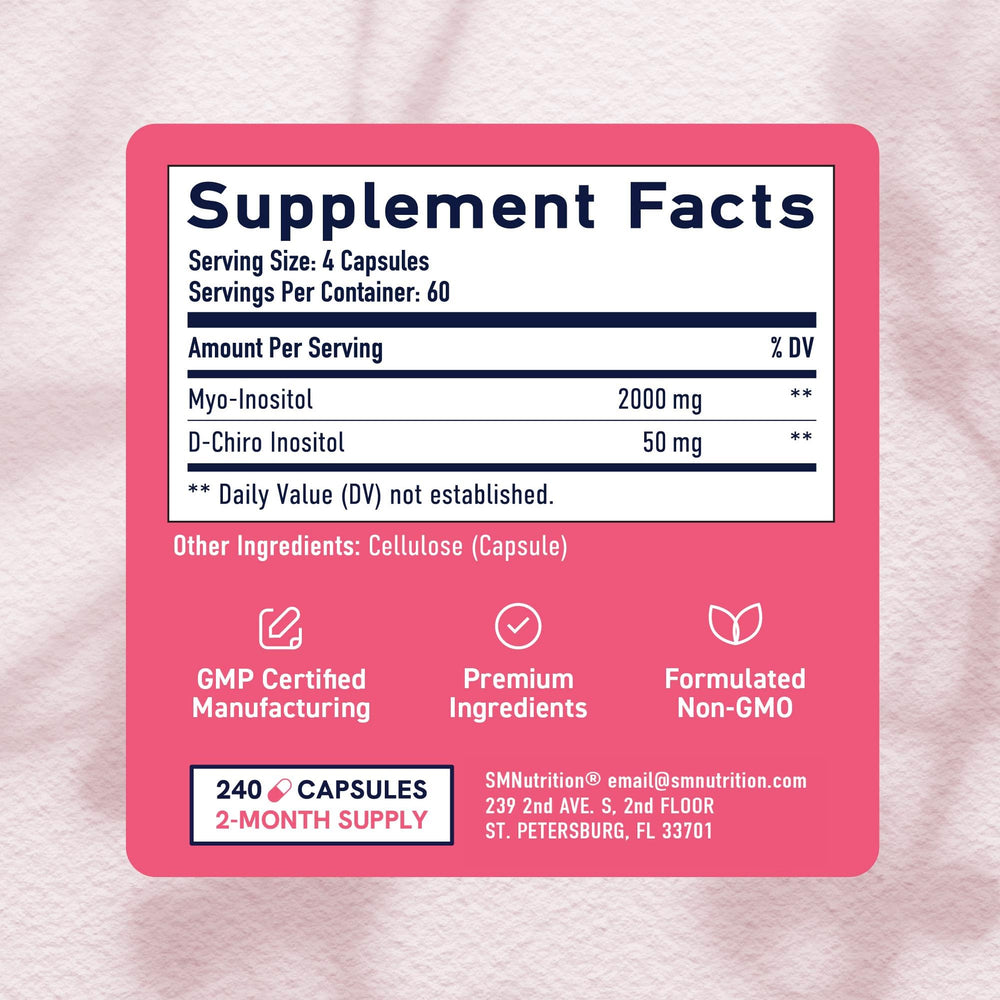 40:1 ratio per serving with Myo-Inositol 2000 mg and D-Chiro 50 mg