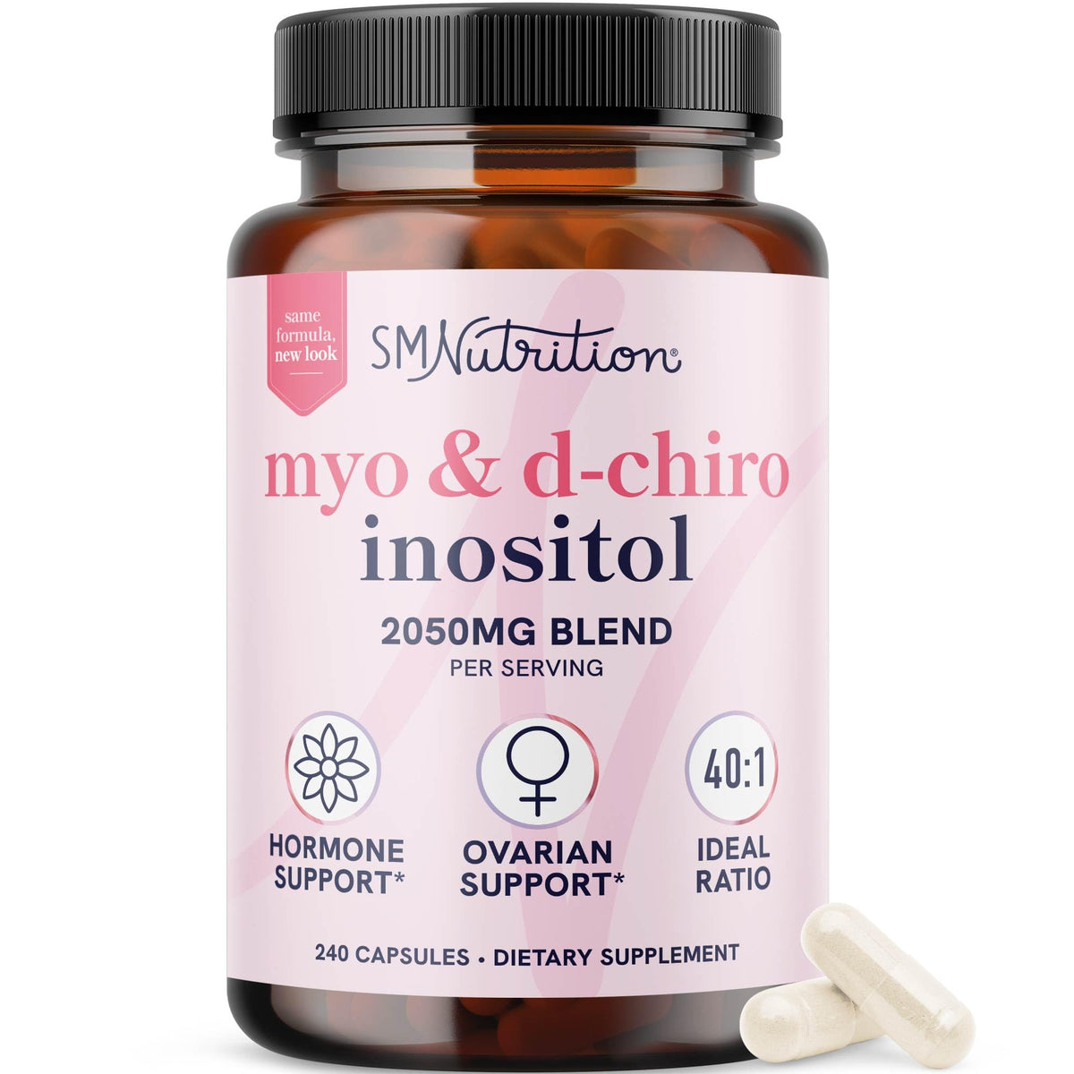 Myo-Inositol and D-Chiro Inositol 40:1 ratio supplement front label