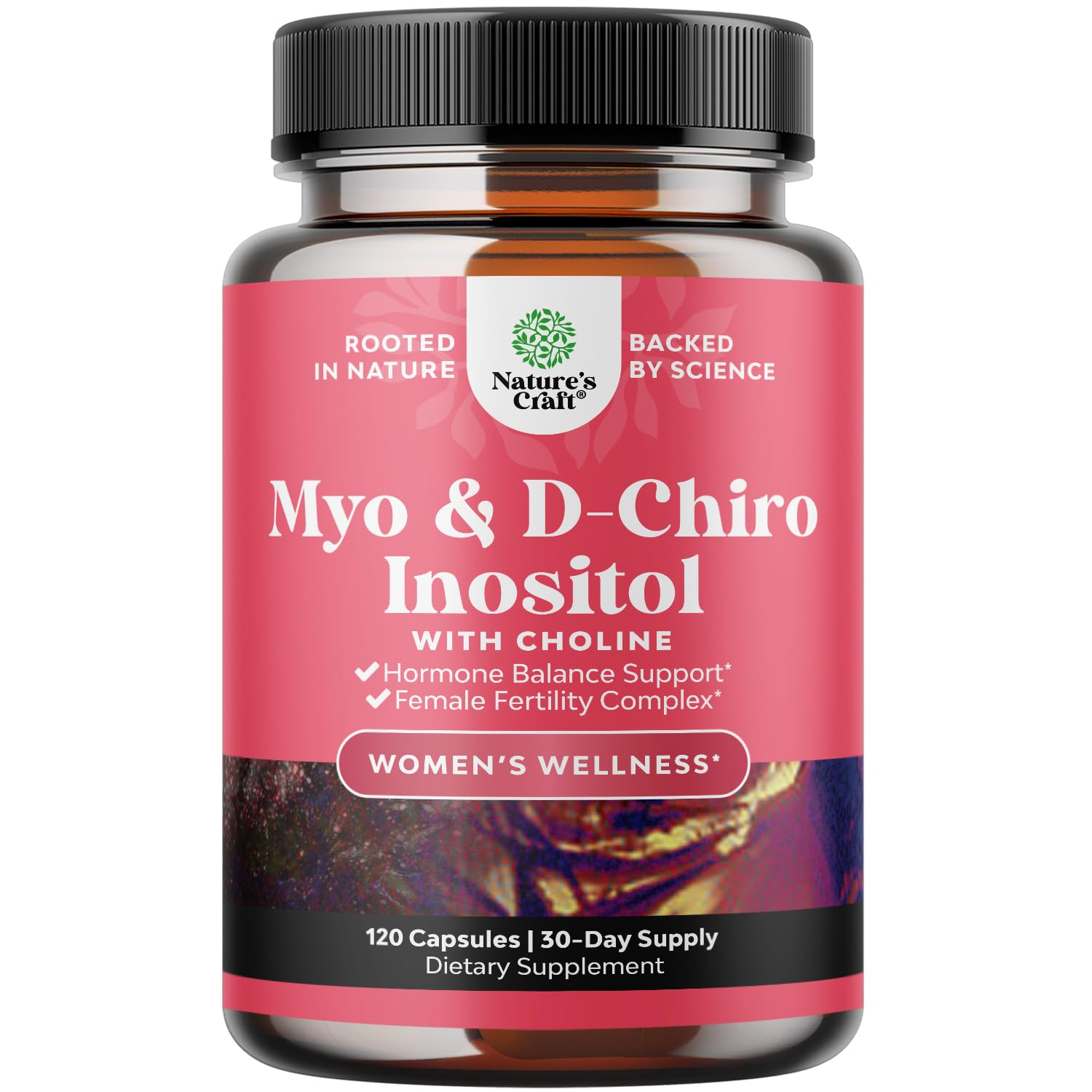 Myo-Inositol and D-Chiro Inositol capsules on a white background