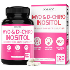 Front view of Myo-Inositol & D-Chiro Inositol supplement bottle for women