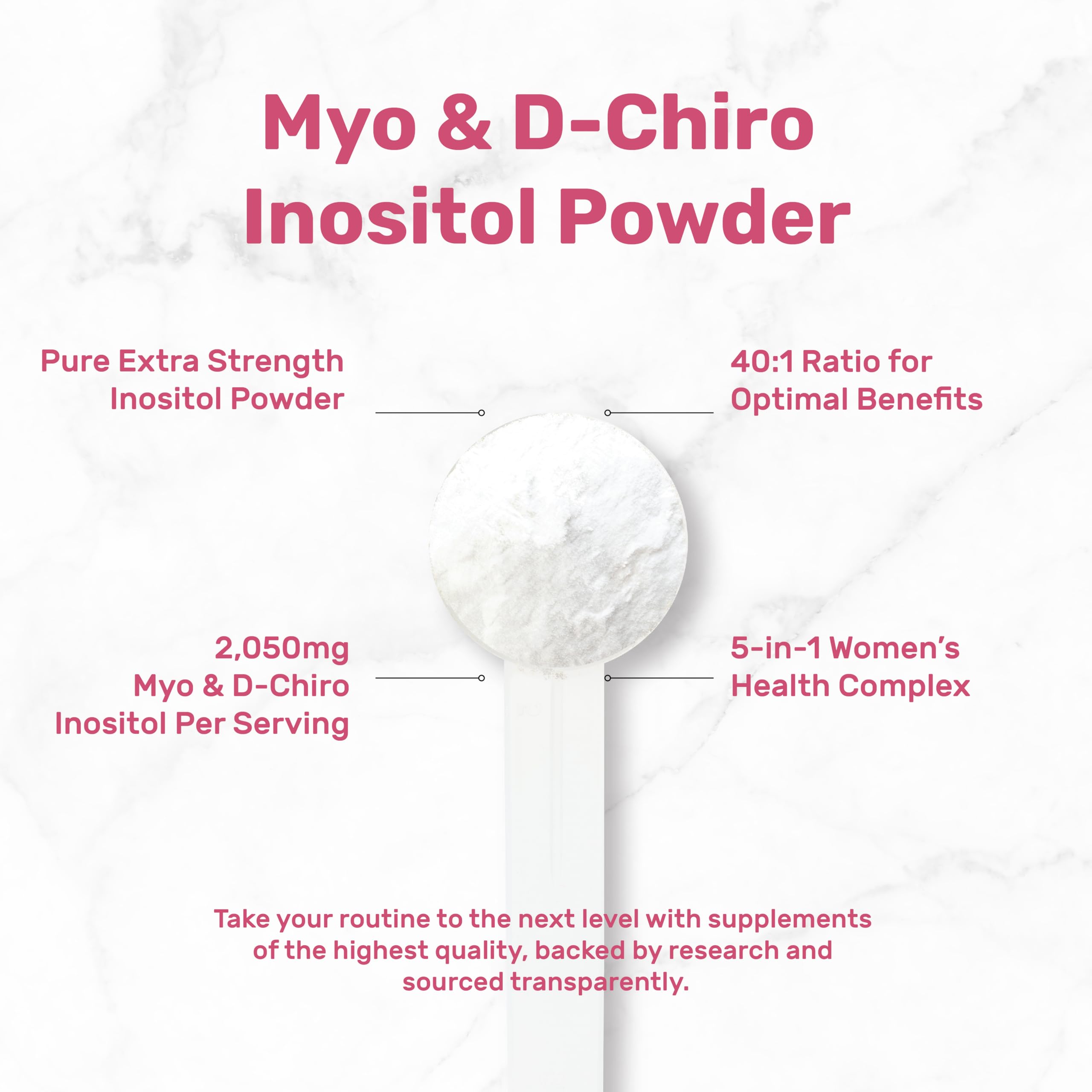 Close-up of serving details showing 2,000 mg Myo-Inositol per serving