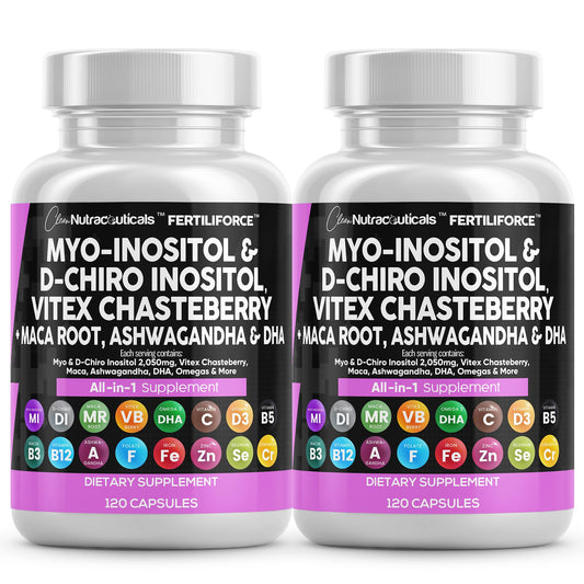 Front view of Myo-Inositol and D-Chiro Inositol 2050mg 40:1 bottle