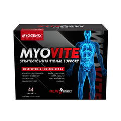 Myogenix Myovite athlete-ready packaging suggesting performance-oriented daily routine