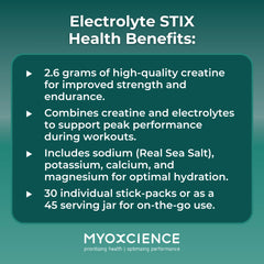 Hydration-focused setup with MYOXCIENCE STIX mixed with water during training.