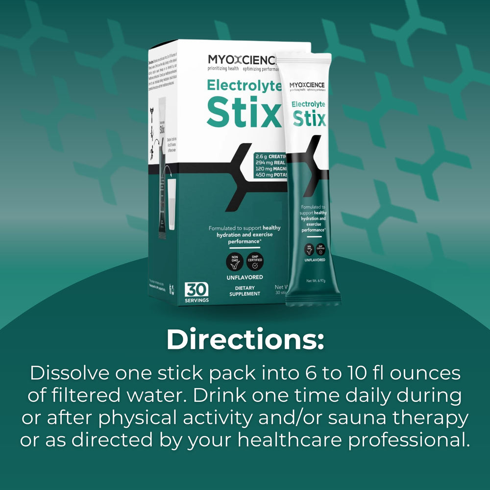 Unflavored MYOXCIENCE STIX label emphasizes simple, versatile use.