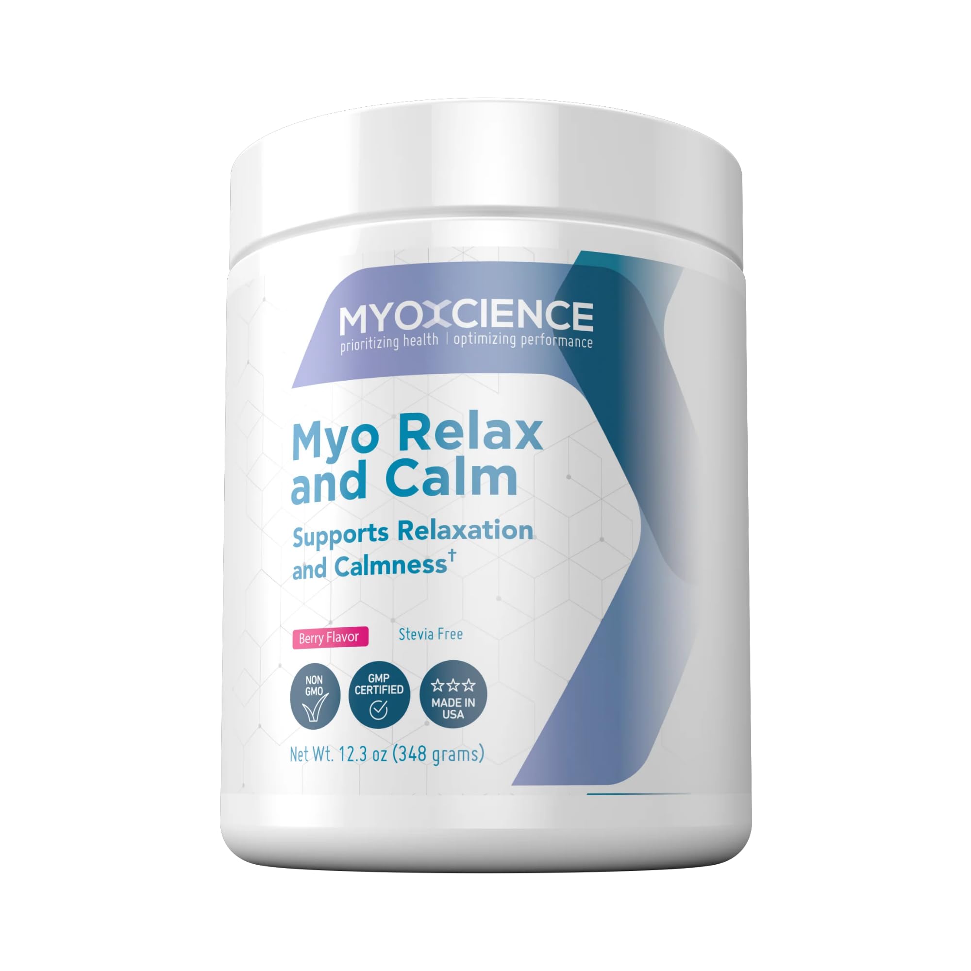 MYOXCIENCE Myo Relax & Calm bottle front with berry flavor, inviting nightly use