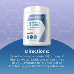 MYOXCIENCE Myo Relax and Calm bottle closeup communicates quality manufacturing.