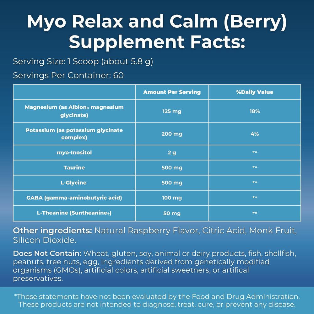 Closeup of MYOXCIENCE Myo Relax & Calm capsules showing texture and daily use