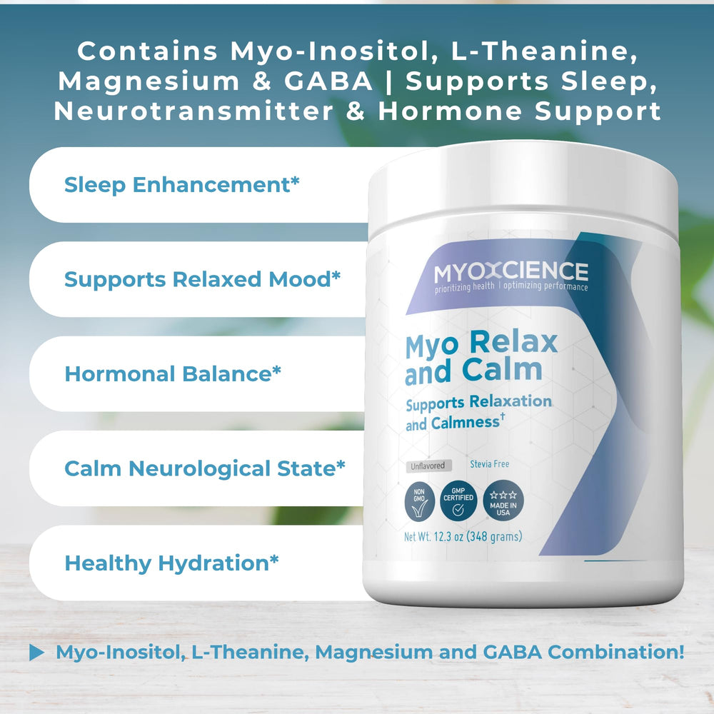 Night-time routine scene with MYOXCIENCE bottle for calm evenings.