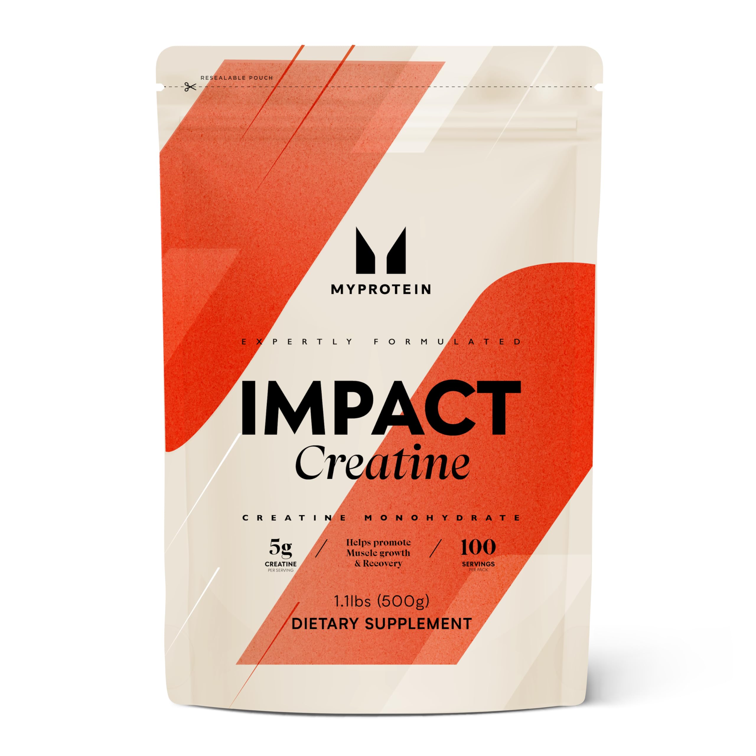 Myprotein Creatine Monohydrate Powder bottle label showing 100 servings