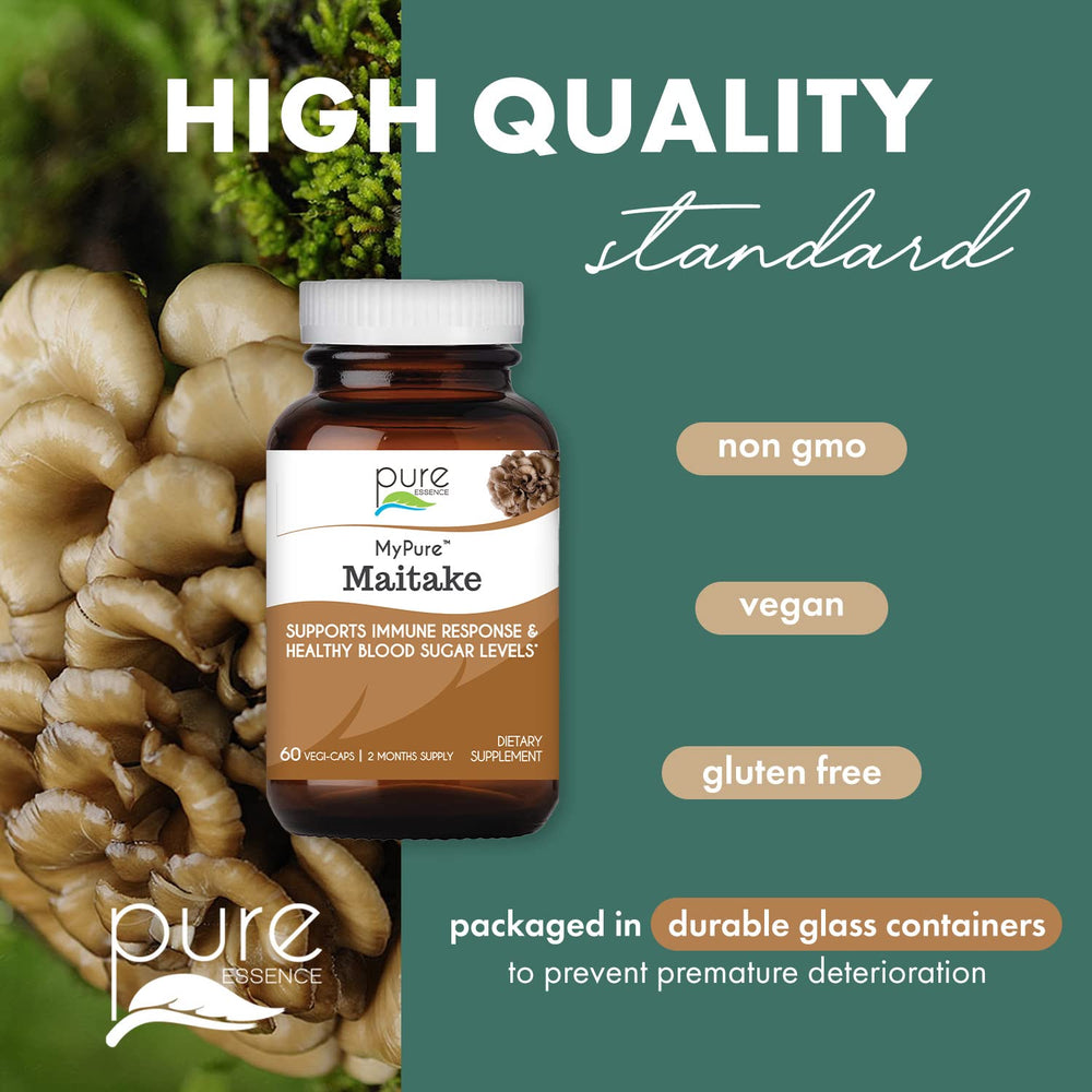 Immune support concept with Maitake mushroom supplement imagery
