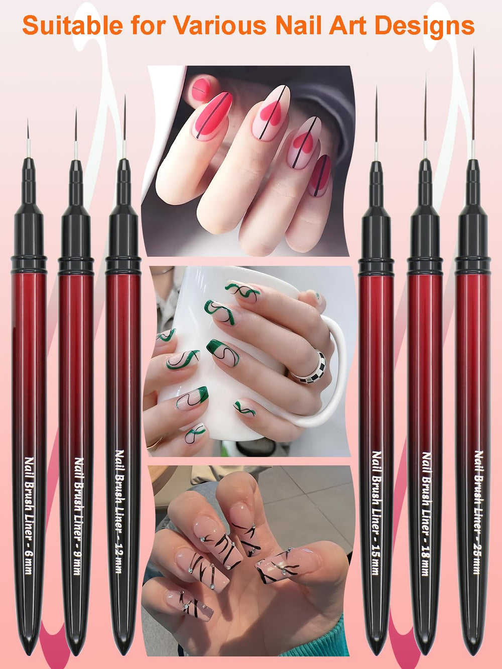 MYR nail art brush 18mm supports broader strokes and flourishes.