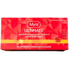 Close-up of Myra Utimate bottle label showing ingredients