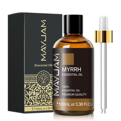 Myrrh essential oil 100ml amber glass bottle with dropper