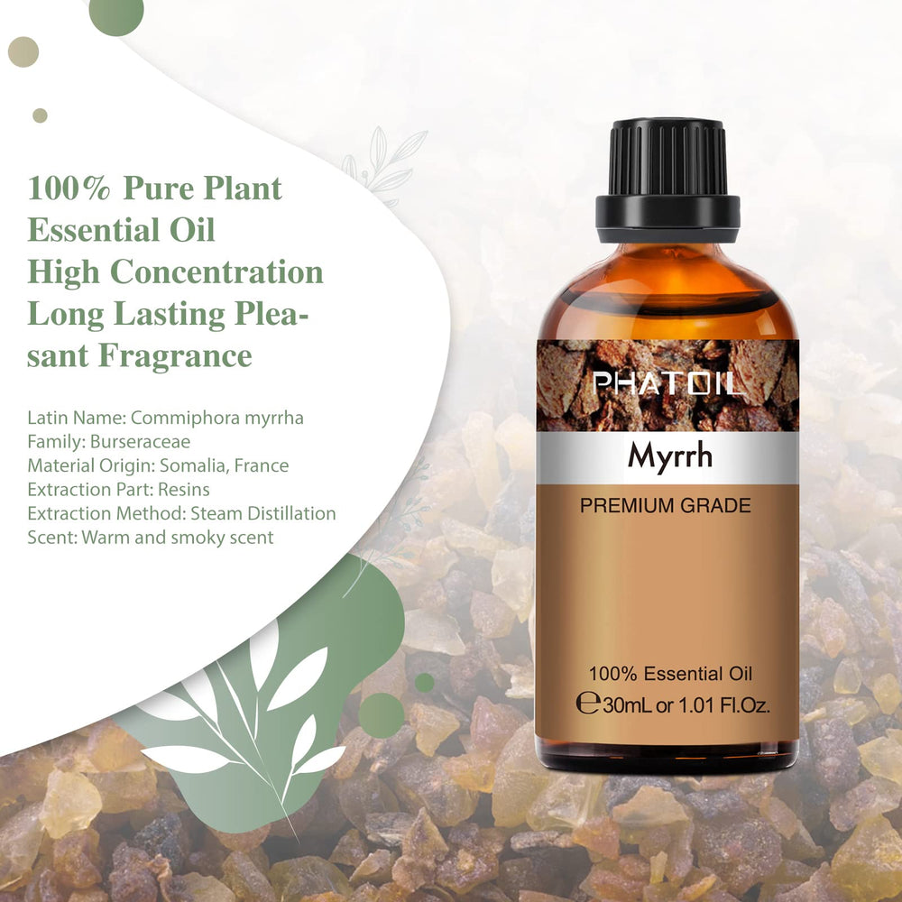 UV-resistant amber bottle of Myrrh essential oil