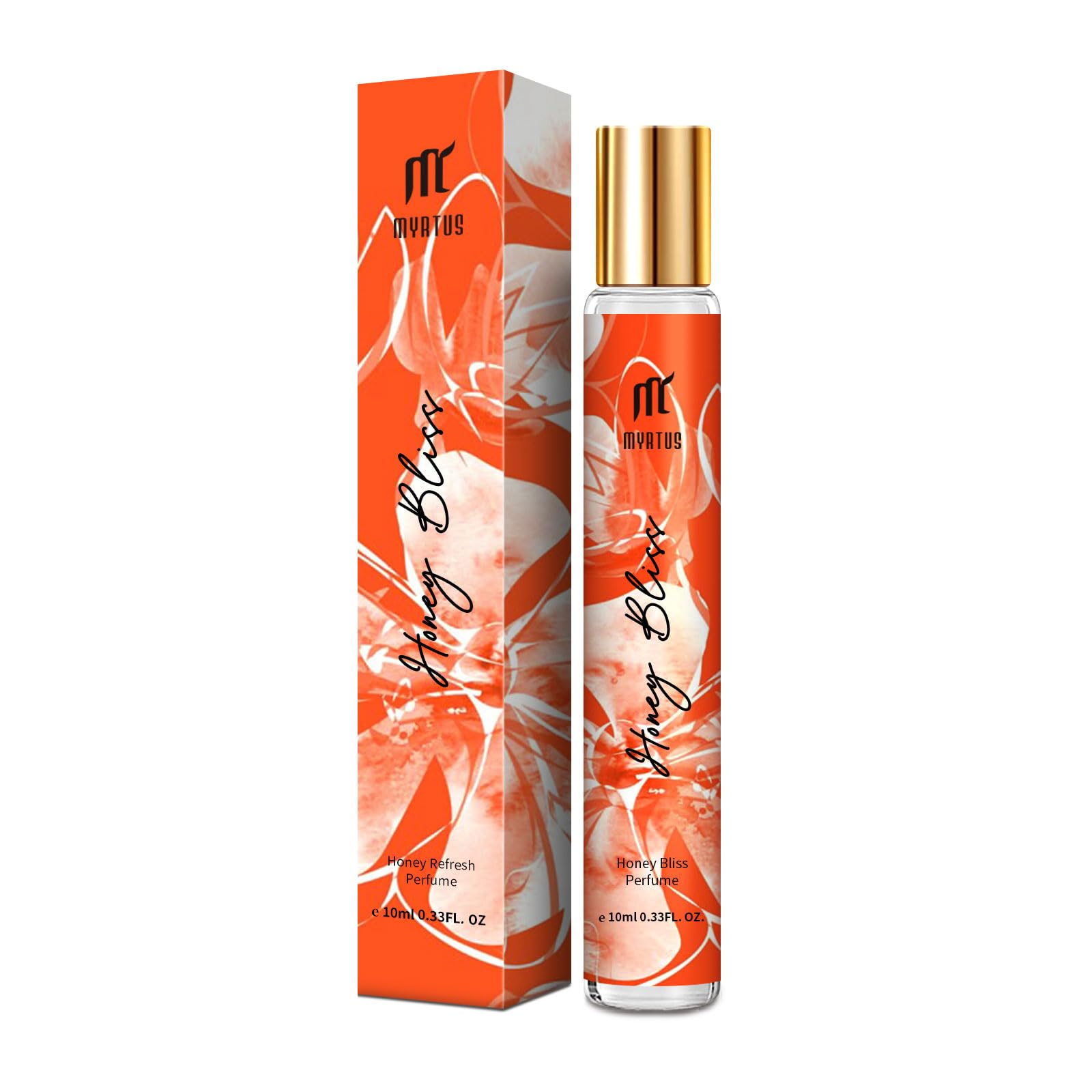 MYRTUS long lasting perfume roll-on in glass bottle for all-day elegance.
