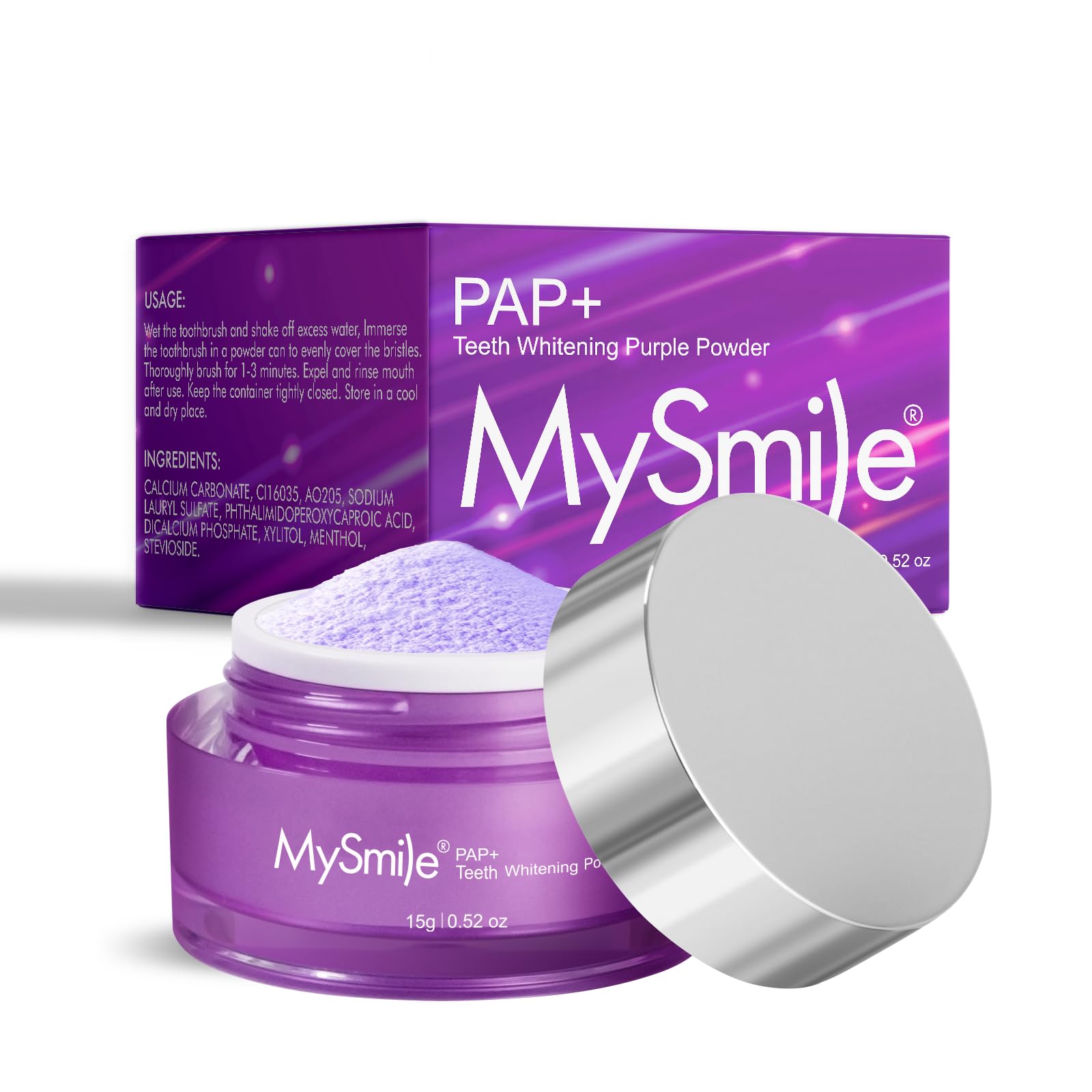 MySmile Pap Natural Mint Teeth Whitening Powder in Bright Purple (1.04 oz)