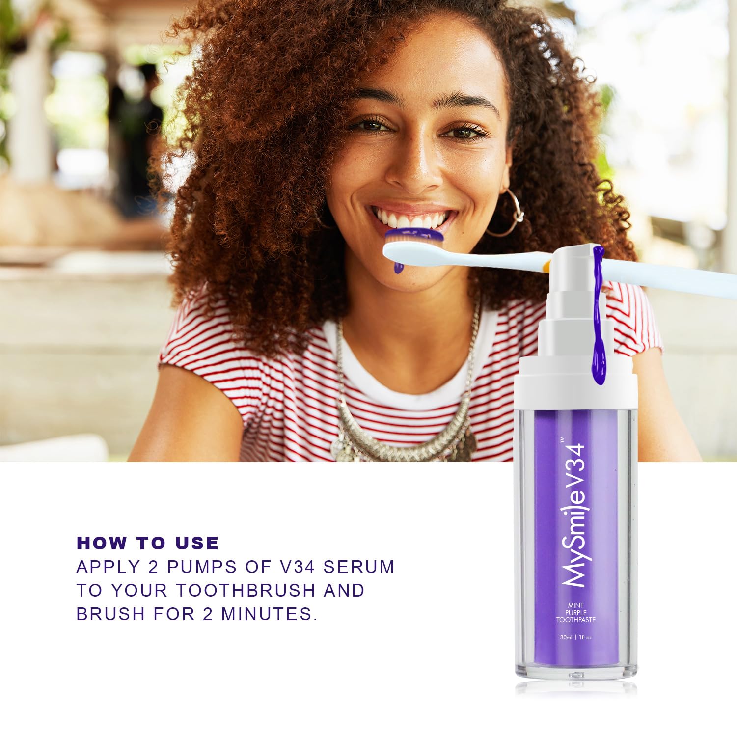 Label on MySmile Purple Toothpaste packaging