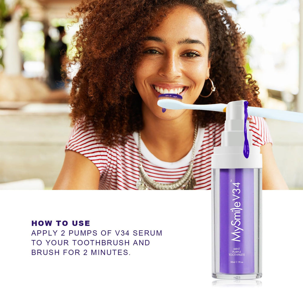 Label on MySmile Purple Toothpaste packaging