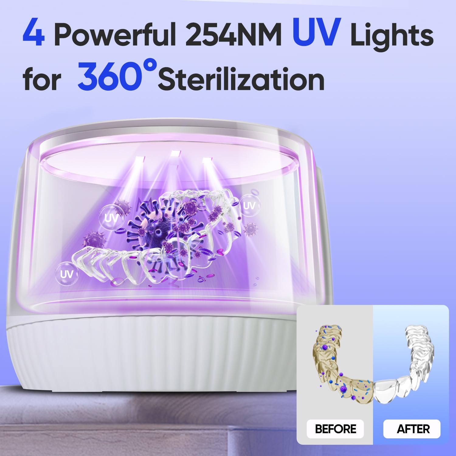 254nm UV odor-control lamps in operation